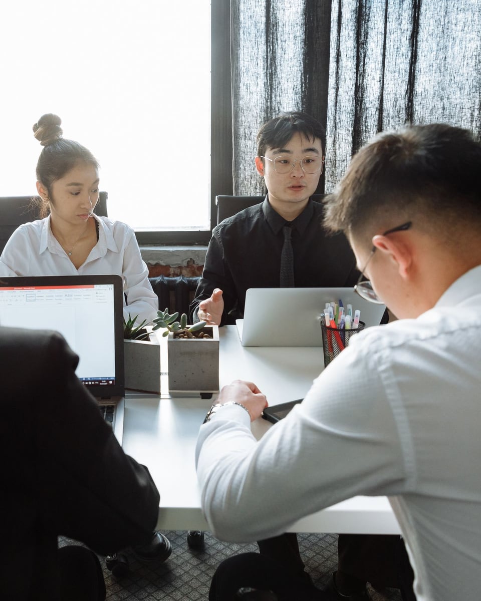 Business team preparing a company discussion context